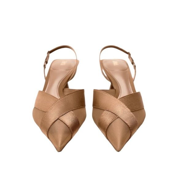 Zara Shoes - ZARA MESH SLINGBACK HEELS BEIGE SIZE 9 | 2801/110